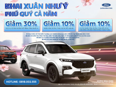 BẢO DƯỠNG XẾ YÊU - NHẬN ƯU ĐÃI LỚN TẠI QUẢNG BÌNH FORD