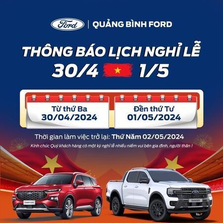 THÔNG BÁO NGHỈ LỄ GIẢI PHÓNG MIỀN NAM (30/4) VÀ QUỐC TẾ LAO ĐỘNG (1/5)